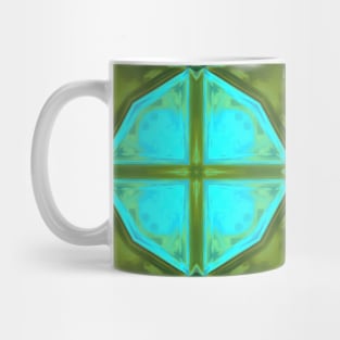 Mosaic Kaleidoscope Square Yellow and Teal Mug